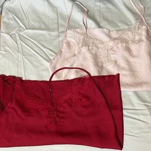 Victoria’s Secret 2 satin camis-red and pink